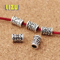 diy tibetan silver retro alloy large hole long spacer beads 8mm pattern alloy loose beads tube beads bracelet necklace jewelry