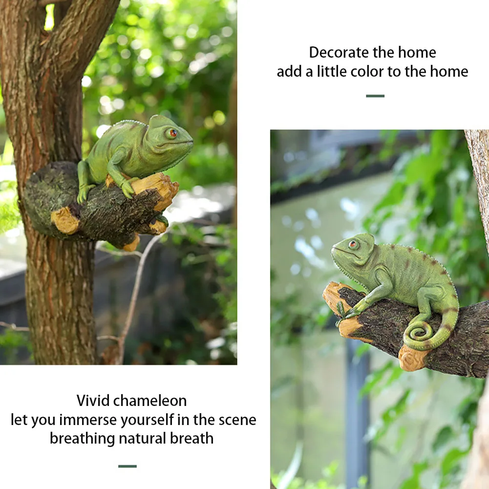 

Chameleon Statue Animal Patio Fake Landscape Outdoor Ornament Garden Decor Sculpture Tree Hugger Resin Craft Realistic Gifts
