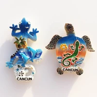 qiqipp mexico international tourism city cancun creative memorial decoration crafts lizard turtle fridge magnet
