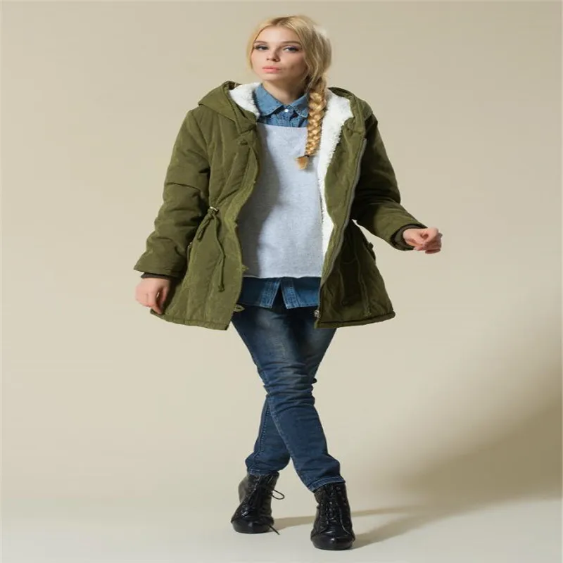 

Women Parkas Plus size Woman Winter Jackets Cotton Padded Hooded Cashmere Coat Thick Warm cotton Clothes Ladies Outwear 4XL