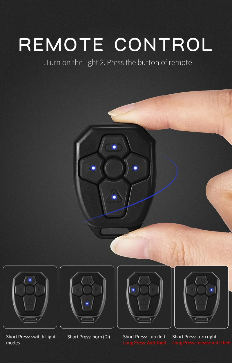 Велосипедсветильник онарь с пультом дистанционного управления беспроводной