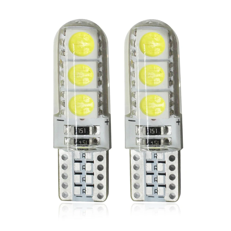 

2x T10 5W5 W5W LED Bulbs Car interior Dome Reading Light 12V 7000K 6SMD Auto Wedge Side Clearance Lamp Silicone waterproof White