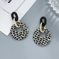 2021 new korean zebra print acetic acid acrylic resin round dangle earrings for women fashion jewelry geometric pendientes