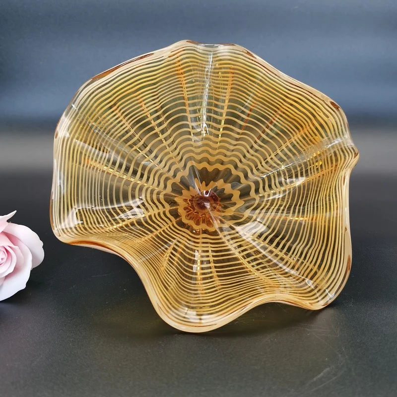 New DIY Led Modern Home Art Decoration Amber Hand Blown Murano Glass Wall Plates