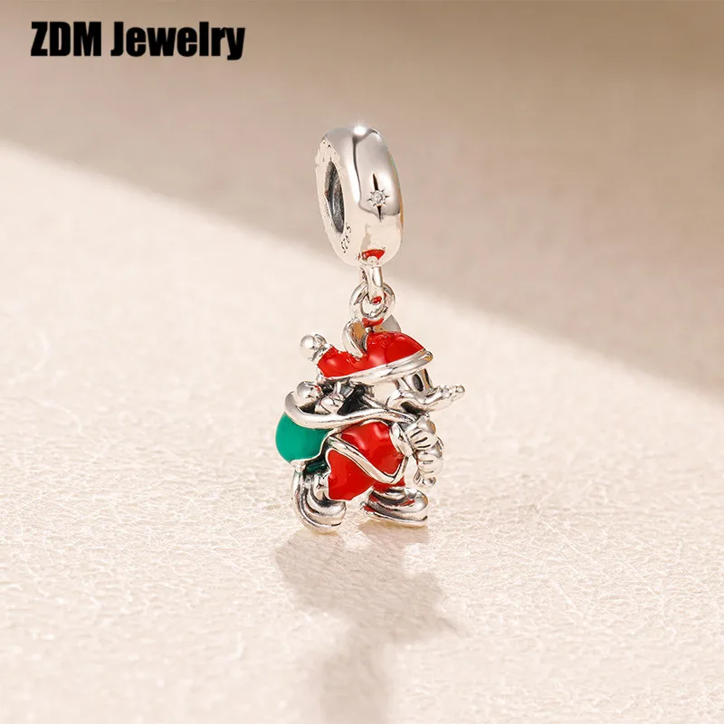 1:1 Оригинал стерлингового серебра Санта Мик мышь Подарочная сумка Подвеска кулон