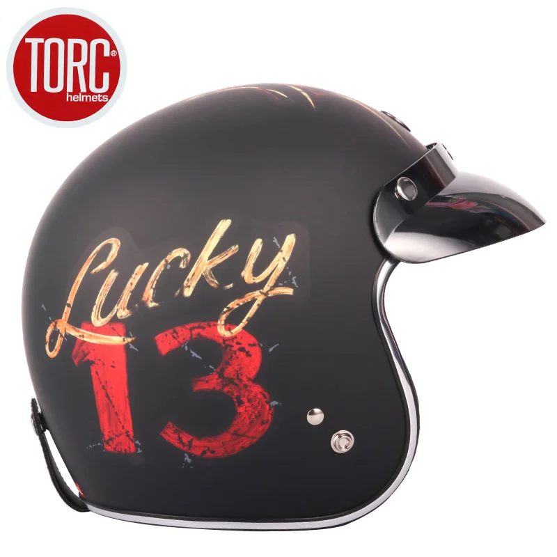 TORC T50 Ретро Мото шлем casco capacetes torc Винтаж открытым лицом atv мото rcycle шлемы Щит DOT Certifiated M L XL XXL - Цвет: lucky 13