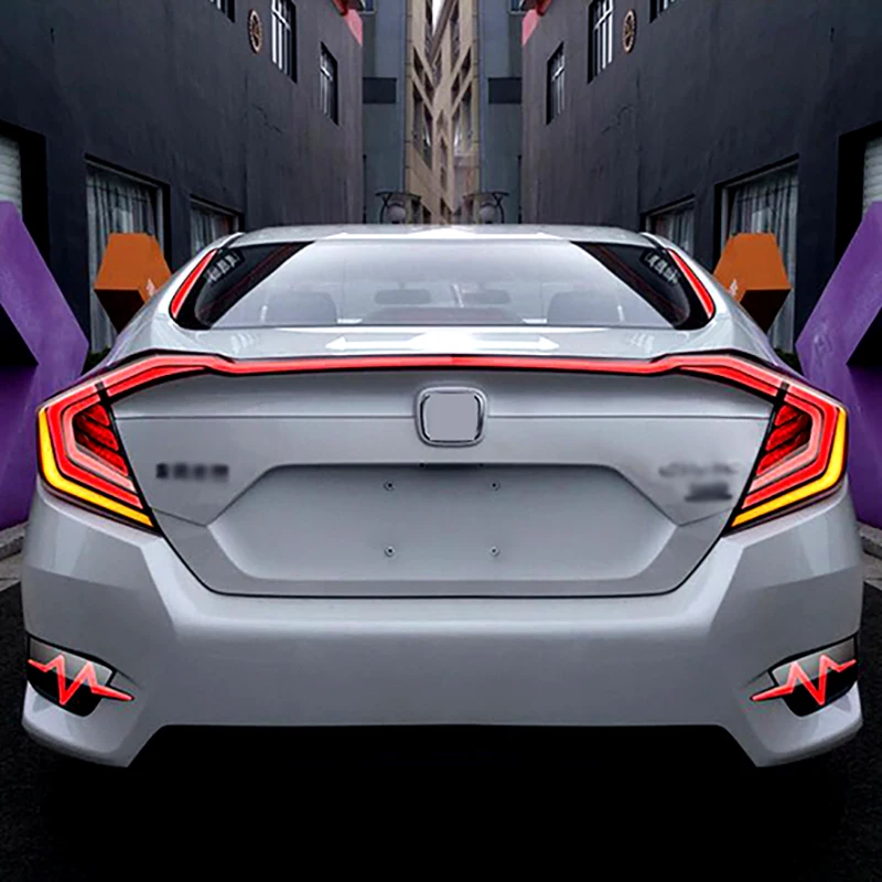 

BERA BEAR Car Styling Spoiler light For Honda Civic 2016-2018 Spoiler lamp LED Tail Light Through Light Turn Signal brake lamp
