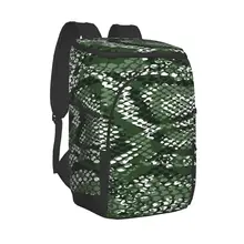 Refrigerator Bag Green Snake Skin Pattern Soft Large Insulated Cooler Backpack Thermal Fridge Travel Beach Beer Bag