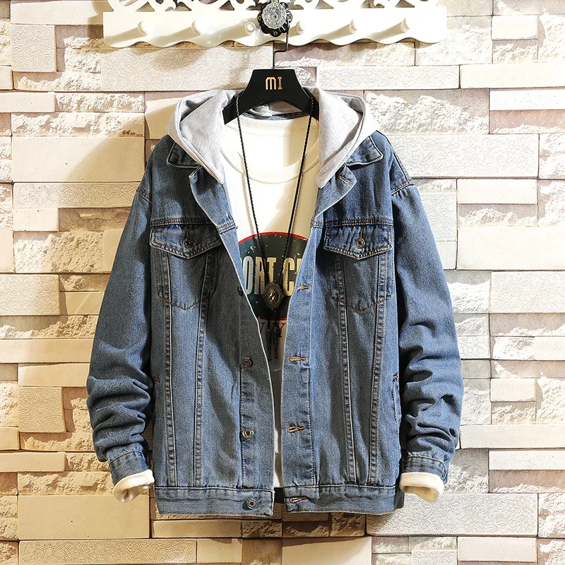 Hooded Jean Jackets Men Winter Denim Hip Hop Casual Blue Coats High Quality Cotton Streetwear 5XL |