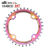 snail 104bcd electroplate color chainring narrow wide mtb bike crankset round chain ring 32 38t bicycle parts