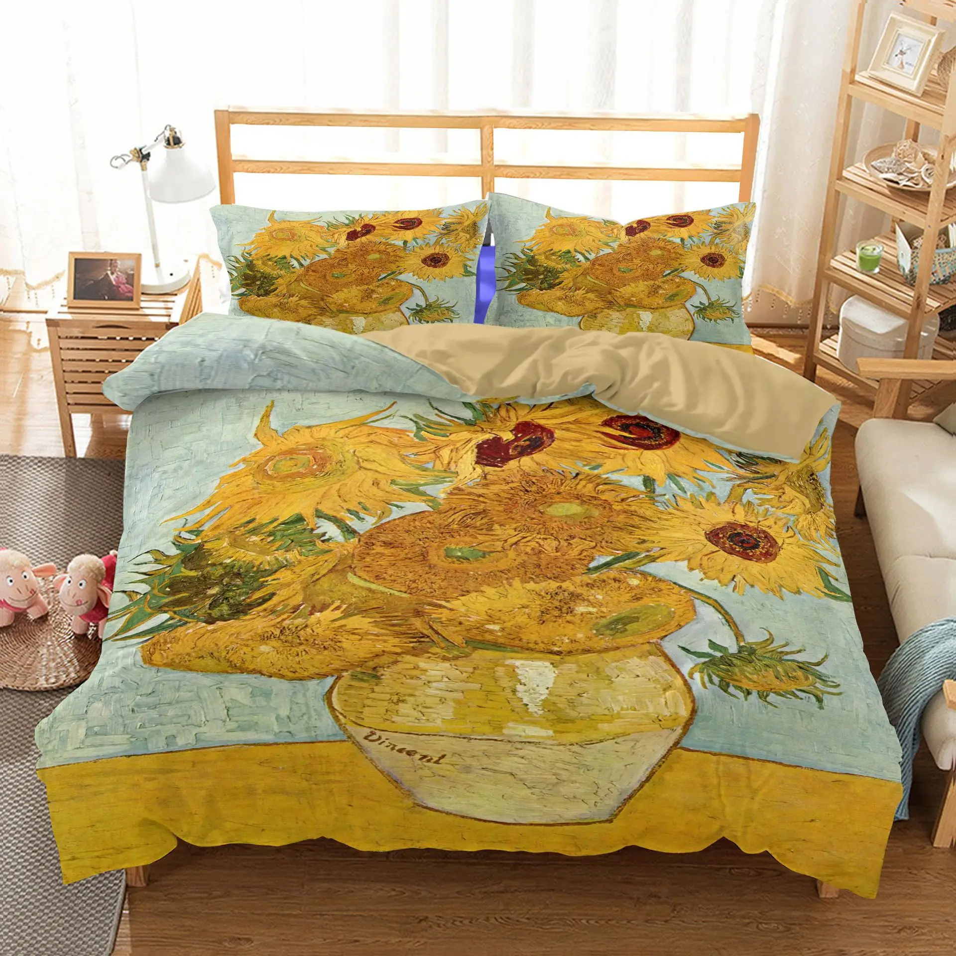 

Sunflower Yellow 3D Print Comforter Bedding Set Painting Duvet Cover Sets Kids Pillowcase Queen King Double Size Home Colorful