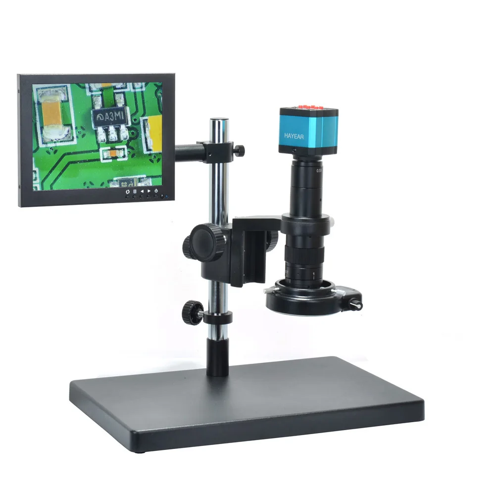 

14MP Microscope Camera Set HDMI HD USB Digital Industrial Video Big Stand Bracket 180X C-MOUNT Lens 144 LED Light for PCB Repair