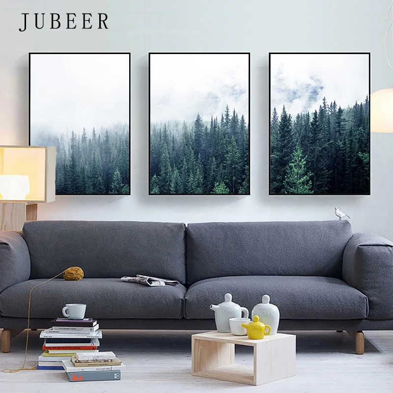 Скандинавский стиль Пейзаж Плакат Современные настенные картины лес для
