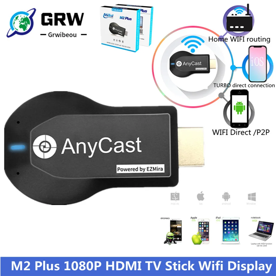 Приемник для телевизора M2 Plus, беспроводной Wi-Fi дисплей, ТВ-ключ, 1080P экран, HDMI-совместим с DLNA Miracast для AnyCast для Airplay