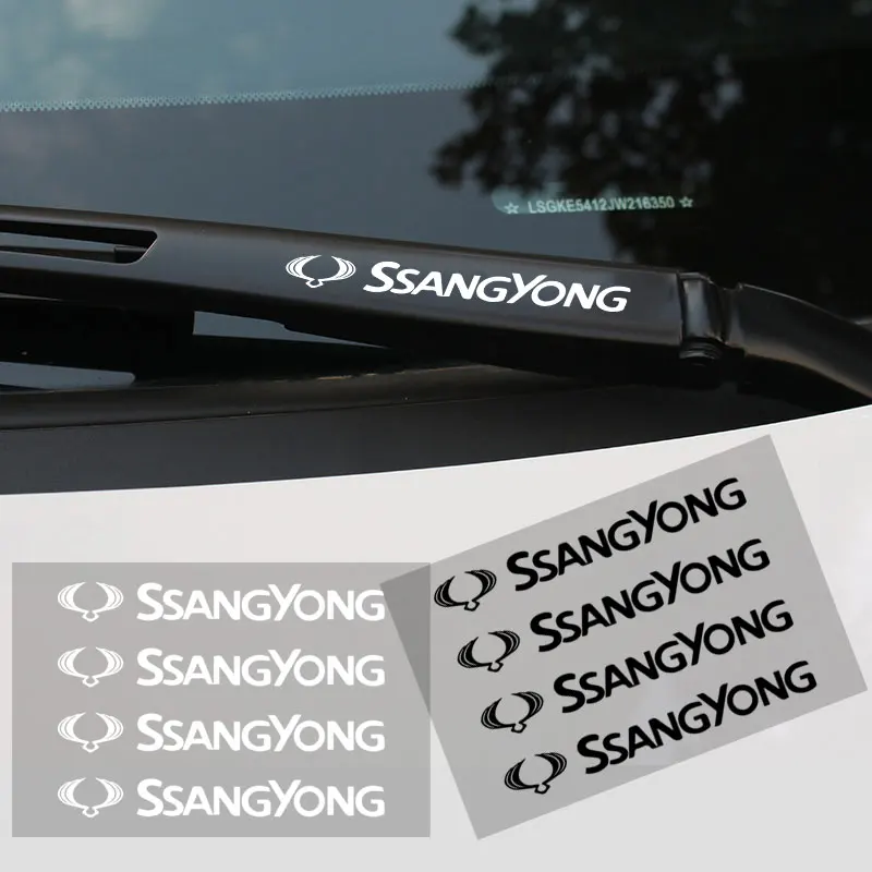 

4pcs Car Badge Car Door Wrist, Wiper Decoration Decal Sticker for Ssang Yong Rexton MK1 MK2 MK3 MK4 Musso Sports XLV Grand