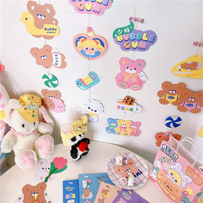 Ins Корейский мультфильм Медведь карта настенный домашний декор Висячие капли