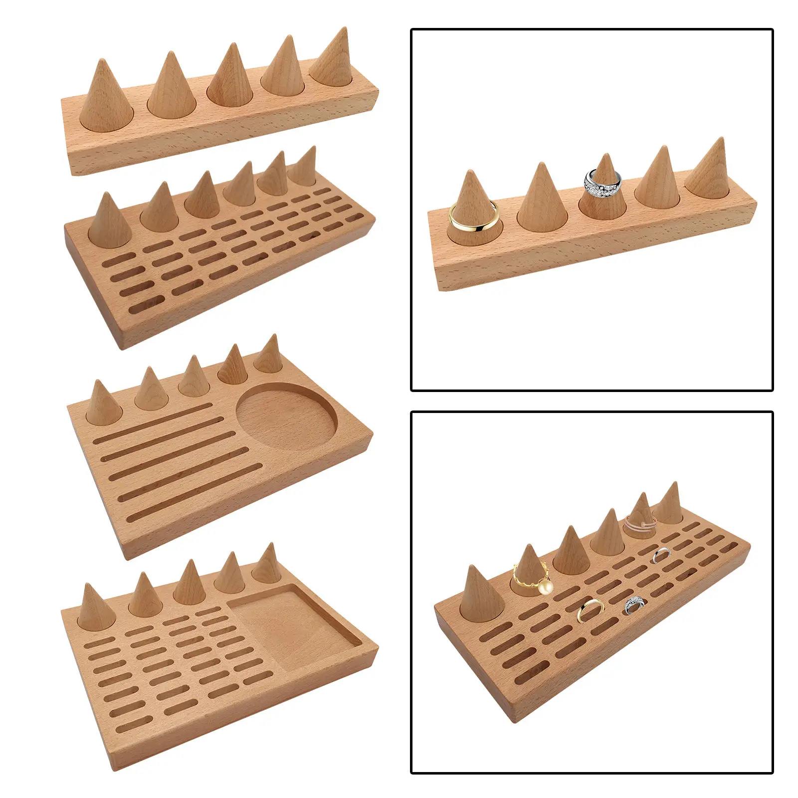 

5 Cone Rings Display Holder Cylinder Storage Home Decoration Rings Tray Jewelry Trays Rings Finger Showcase for Daughter