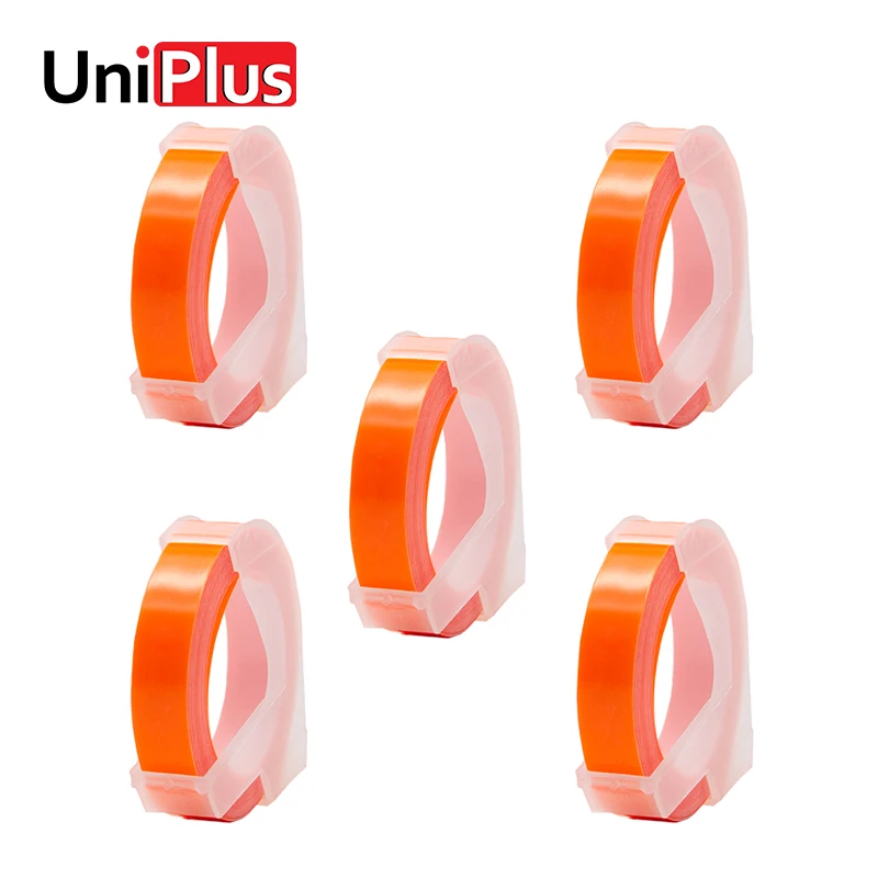 UniPlus 5 шт. флуоресцентные оранжевые Цветные 3D ленты Dymo 9 мм сделай сам наклейки для