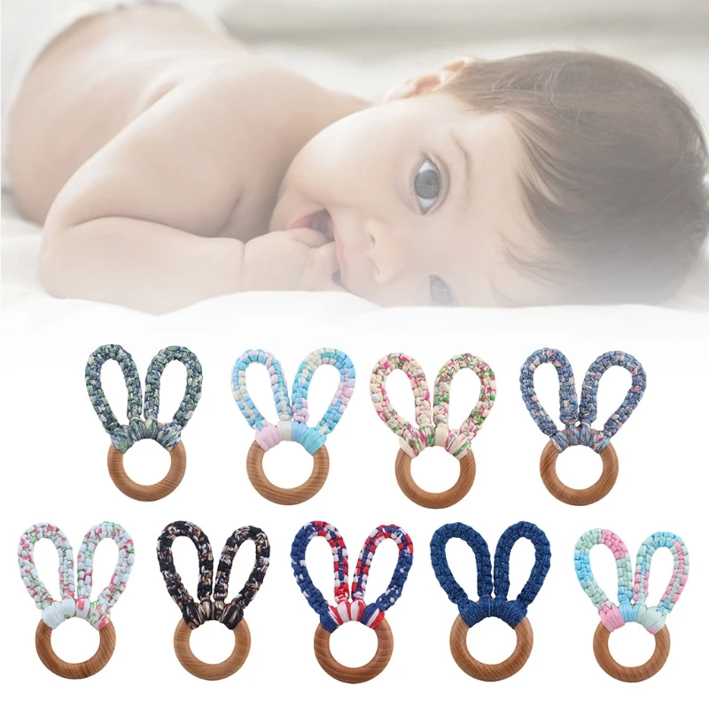 

Детская Деревянная Ручная погремушка «сделай сам», вязаные кроличьи ушки, ручной звонок, погремушка, Интеллектуальный подарок для новорожд...