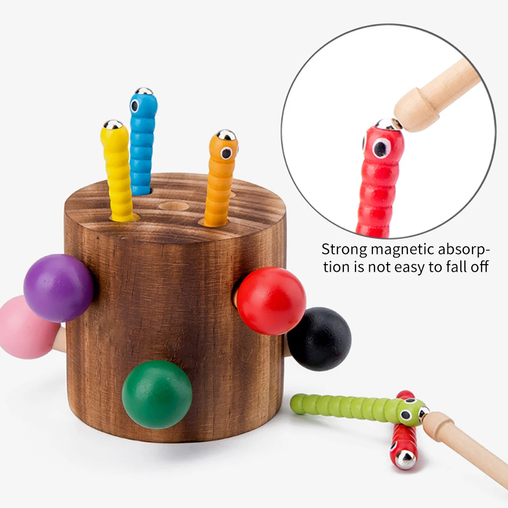 

Montessori Toys Colorful Wooden Mushroom And Caterpillar Toys Catching Game Educational Toys For Children Baby