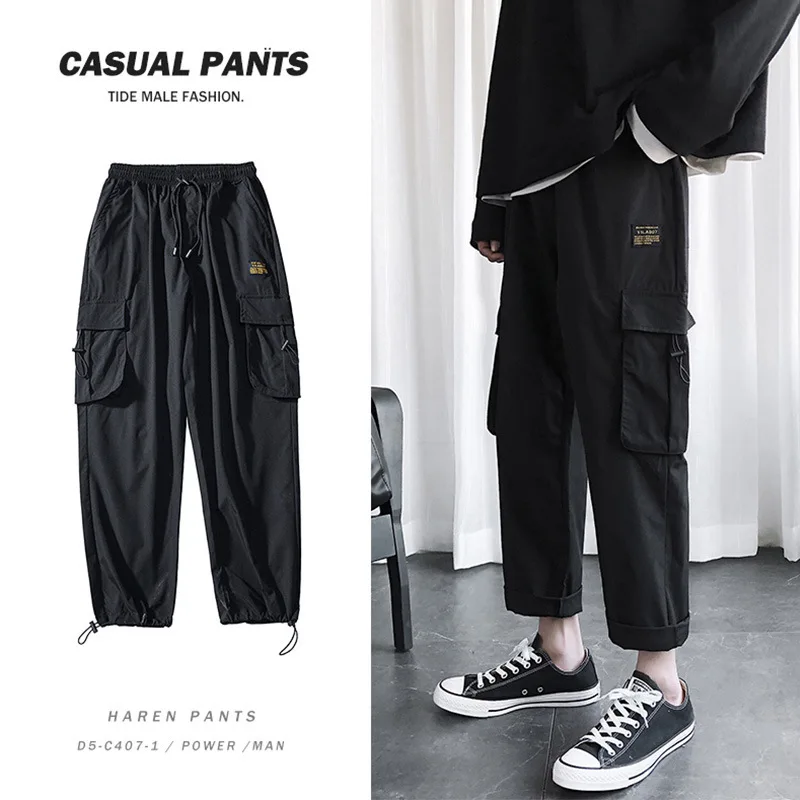 

Tide Brand Ins Loose Straight Casual Pants Men's Trend All-match Wide-leg Pants Drawstring Pants 9-point Hip Hop Cargo Pants