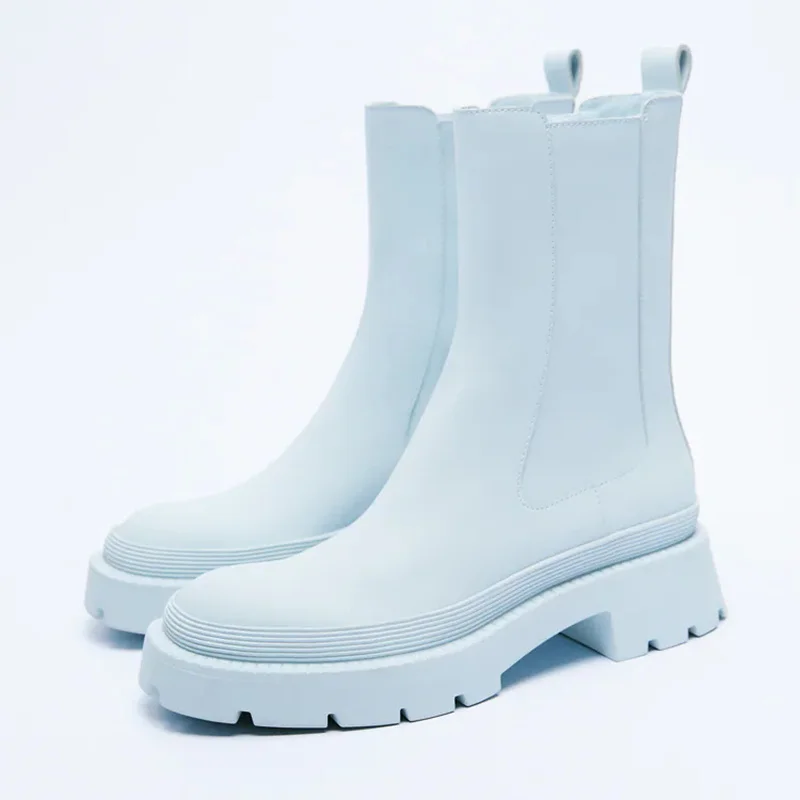 

Женские ботинки челси на толстой подошве, из натуральной кожи