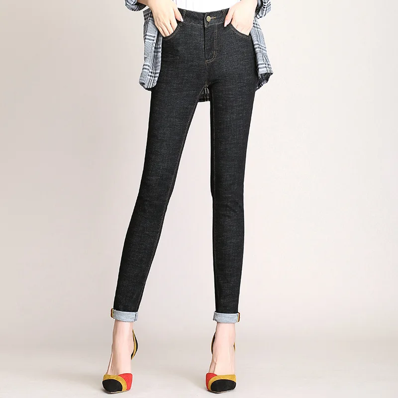 

Jeans Women's Spring and Autumn New High Waist Stretch Slim Feet Thin Nine-point Crimped Pencil Pants 2021