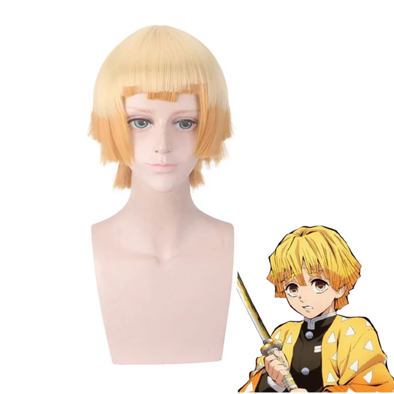 only wig Костюм убийцы демона Kamado Nezuko Agatsuma Zenitsu Косплей Лидер продаж Adul Kamado Tanjirou пальто демон для Хэллоуина куртка - Цвет: only wig