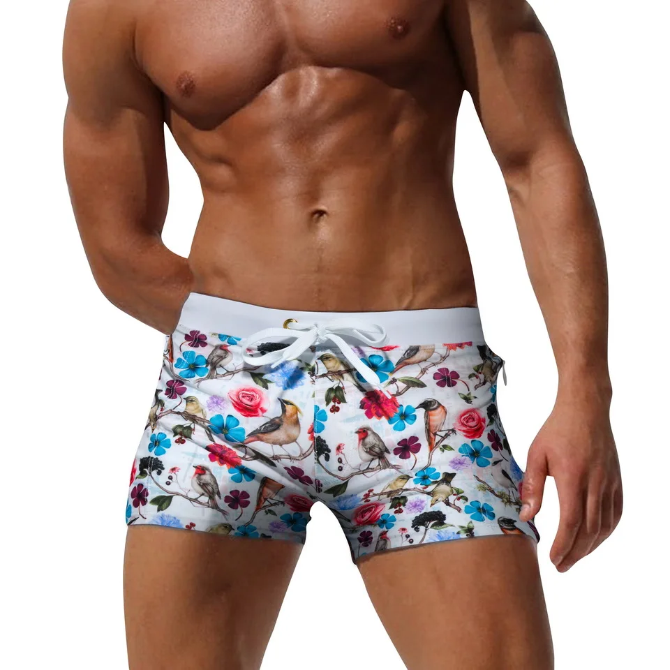 Цветочный карман черный мужской купальник maillot de bain homme трусы для геев купальный
