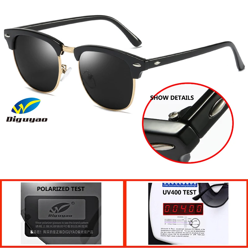DIGUYAO роскошные мужские ретро поляризованные солнцезащитные очки с заклепками