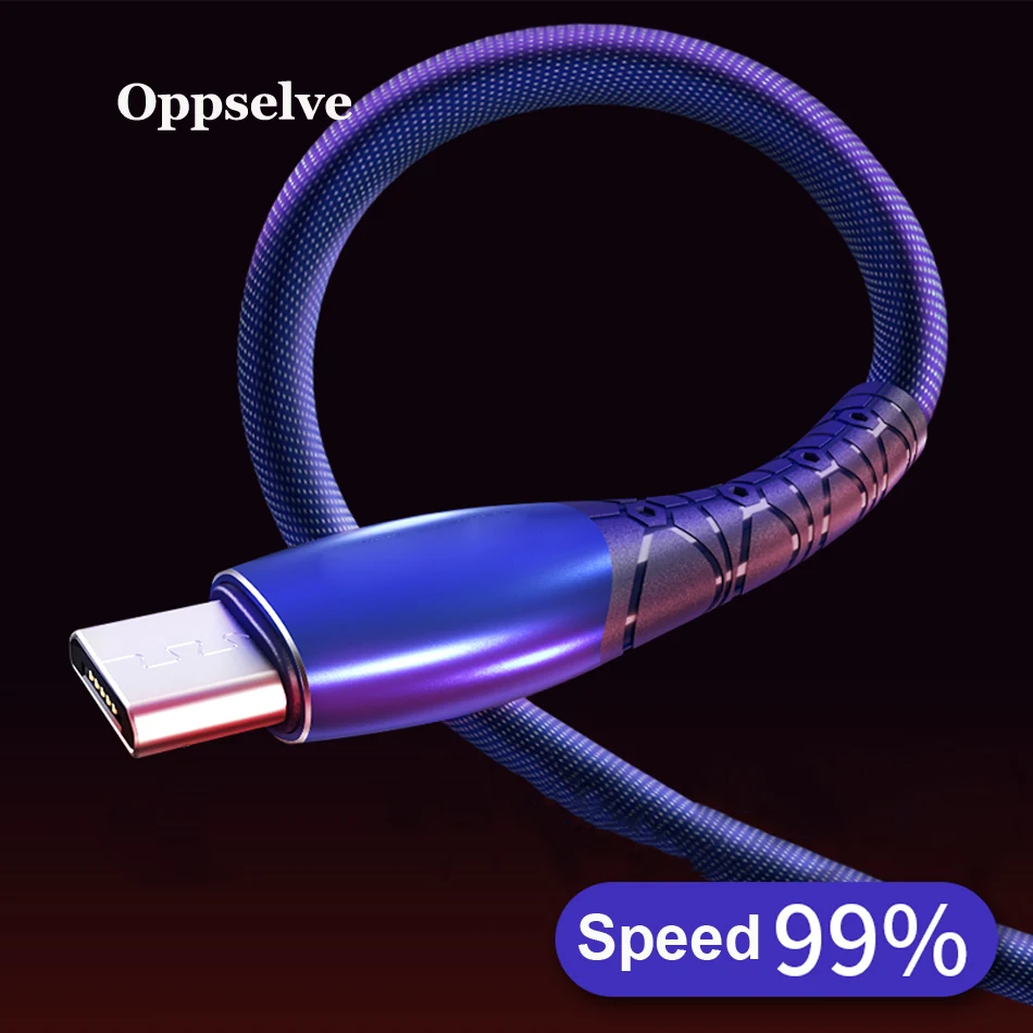 Oppselve LED Micro USB Cable 2.4A Fast Charging Charger 1m Microusb Data Cable For Samsung Xiaomi Wire Cord Mobile Phone Cables