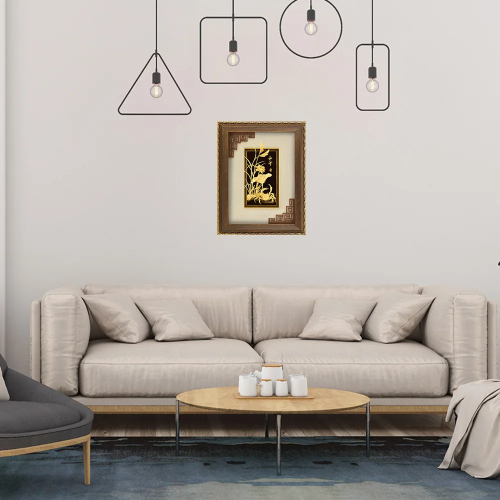 3D китайские картины в рамке, 24 K, Золотая фольга, живопись, плакат, настенные художественные картины для гостиной, роскошные ремесла, украшение дома, подарки