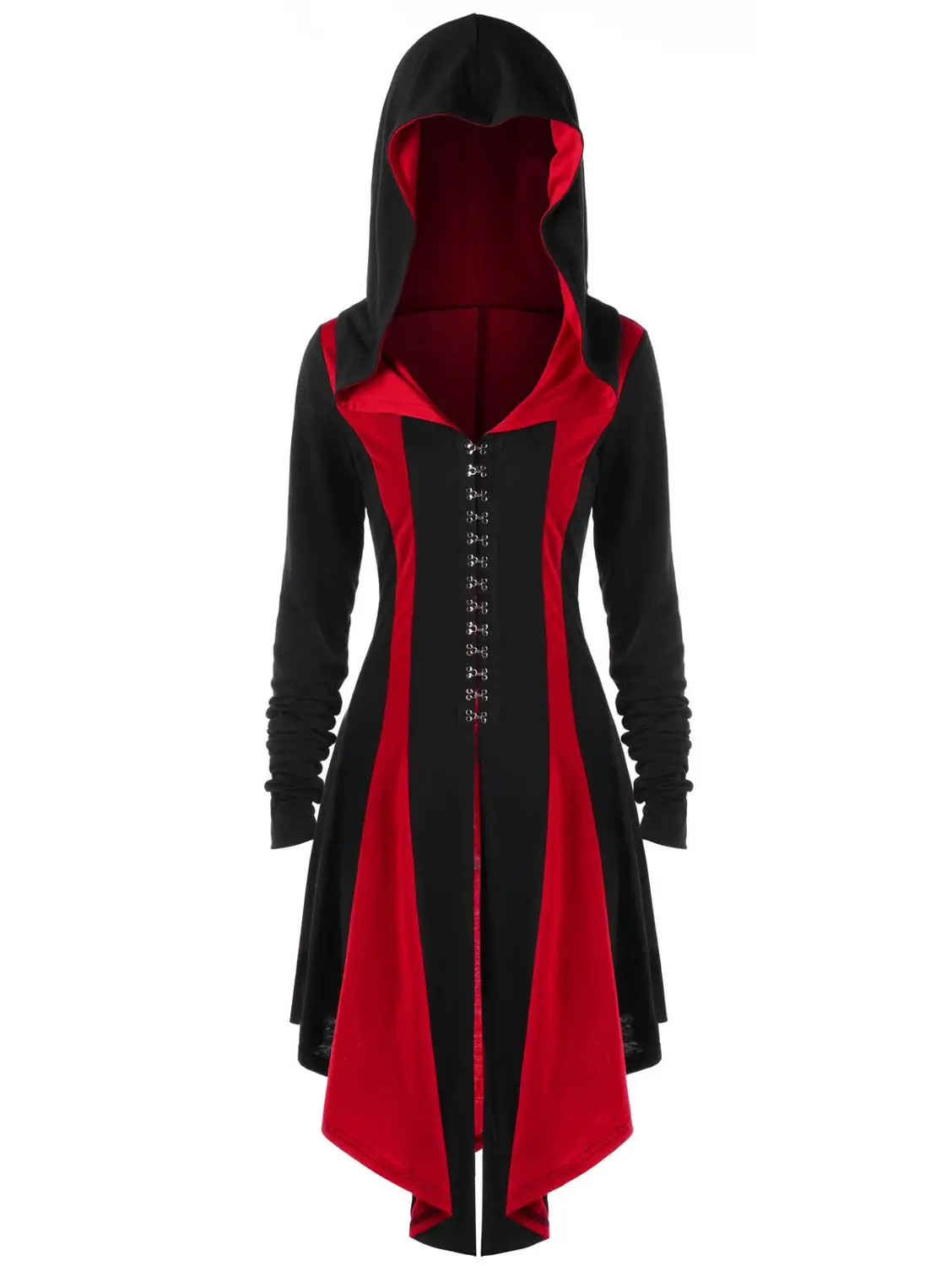 

Gothic Hooded Dress Women Coat Autumn Novelty Oversized Solid Long Sleeve Tuxedo