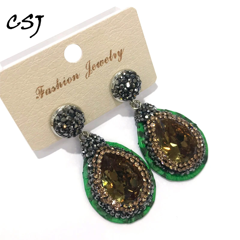 

Женские серьги в этническом стиле CSJ, сережки из зултанита, драгоценный камень сультанита, хорошее ювелирное изделие для свадебной вечеринк...