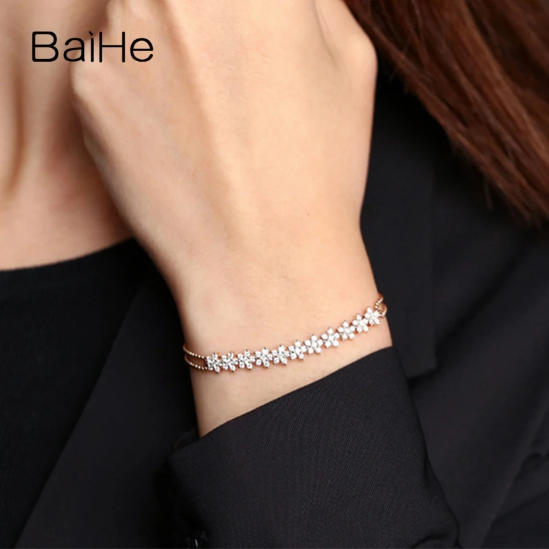 BAIHE однотонное 14K желтое золото 1ct H/SI натуральные бриллианты свадебные женские