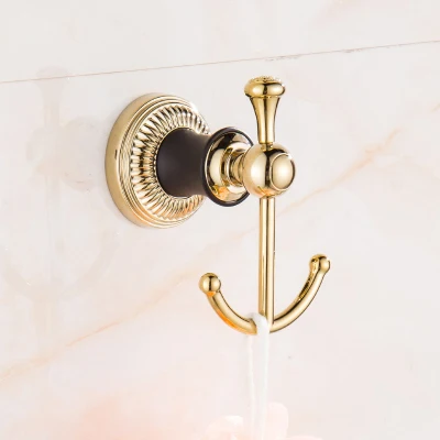 robe hook Набор оборудования для ванны черная и Золотая вешалка для полотенца Держатель для полотенца Вешалка угловая полка, туалетный держатель щетки аксессуары для ванной комнаты - Цвет: robe hook