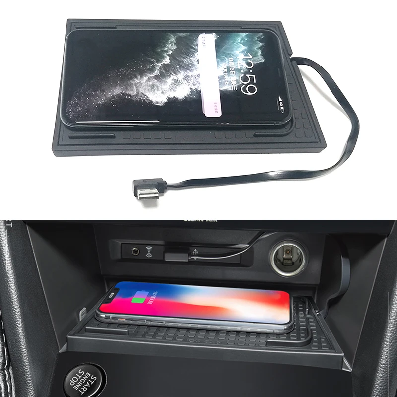 

10 Вт QI автомобильное беспроводное зарядное устройство для телефона, быстрая зарядка, зарядный держатель для Volkswagen Tiguan MK2 Tiguan Allspace Tharu