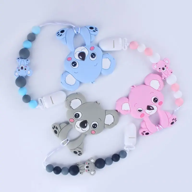 Младенцы молярная игрушка милый мультфильм животное коала зубной гель соска цепь Новорожденный ребенок силиконовый Прорезыватель для купания Подарки