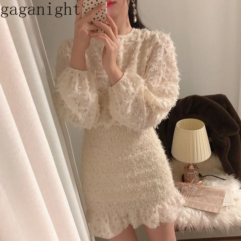 Gaganight элегантное женское мини Короткое облегающее платье с длинным рукавом и