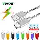 Кабель USB Type-C в оплетке для быстрой зарядки, шнур 1 м, 2 м, 3 м, зарядное устройство для huawei p9, p10, p20, mate 10 pro lite, samsung Galaxy s8, S9, a3, a5