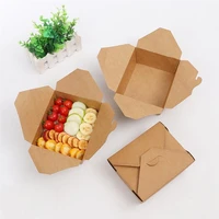 20pcs kraft paper lunch box disposable meal prep containers food takeout boxes for restaurant home packed takeaway box