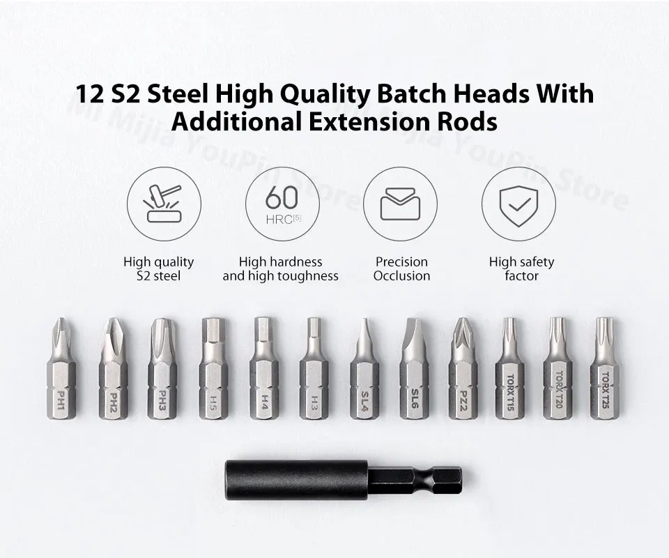 Xiaomi mijia электрическая отвертка Новые 12 шт. S2 Биты 2000amh батарея 3,6 V 5N. m Отвертка наборы большой крутящий момент PH1 H3 SL4