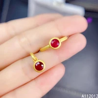 kjjeaxcmy fine jewelry 925 sterling silver inlaid natural ruby girl luxury necklace pendant ring set support test chinese style