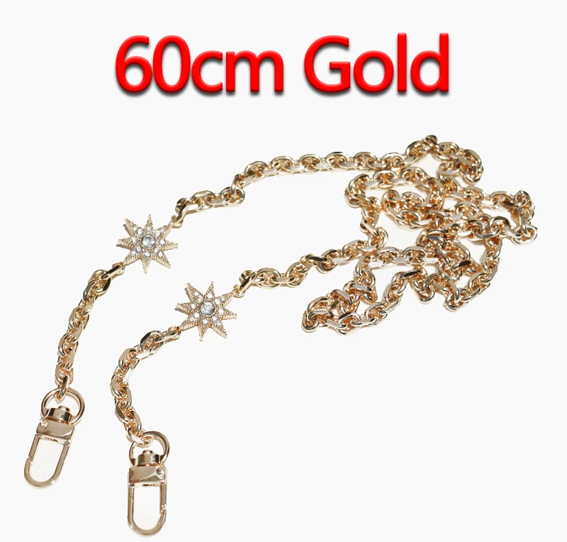 60cm Gold DIY 50 см-160 см Замена золотая металлическая цепочка Наплечные ремни для клатч Сумки, маленькие сумки модные 7 мм ручки для сумок ремни для сумок - Цвет: 60cm Gold