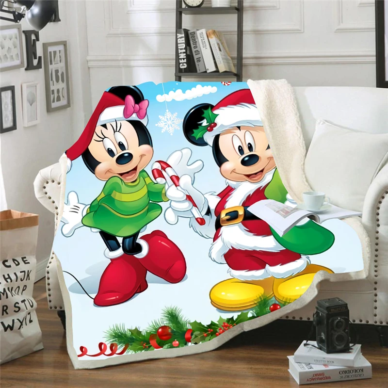 

Disney Merry Christmas Blanket Flannel Mickey Minnie Blanket for Beds Cartoon Throw Blanket Kids Adults Decorations Gifts