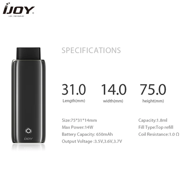 Новый Pod Vape IJOY NEPTUNE комплект 650 мАч Максимальная мощность 14 Вт ручка стартовый с 1 8