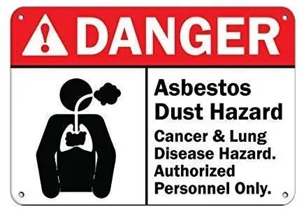 

Funny Metal Tin Sign Man Cave Garage Decor 12 x 8 Inches Danger Asbestos Dust Hazard Authorized Personnel Only Beer,Cafe,Bar