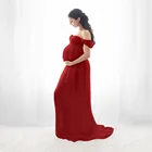 Летнее платье для беременных женщин с открытыми плечами Сексуальная фотография с оборками длинное платье для кормления платье для беременных фотографий