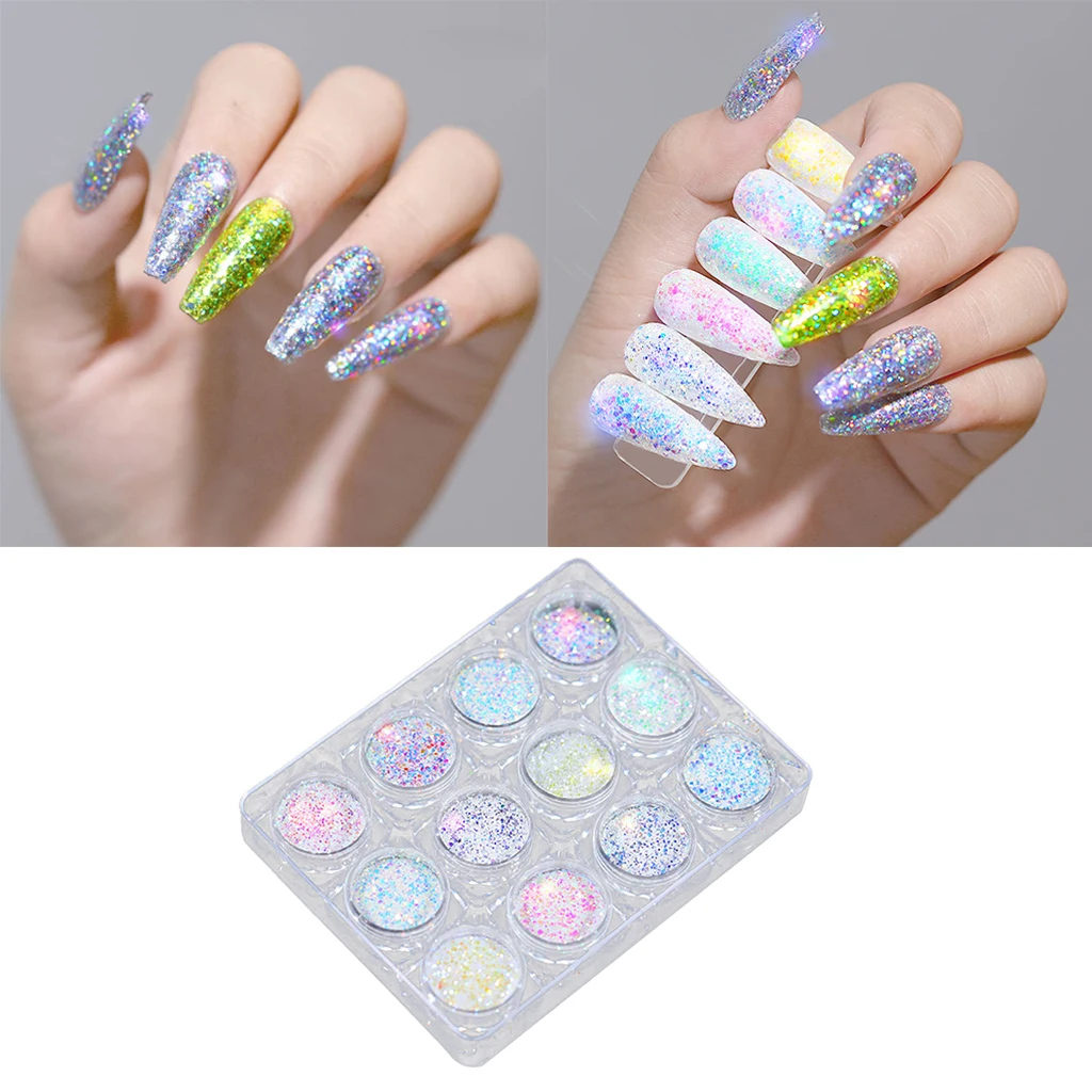 

NEW 12 Glitter Colors Nail Art Decorations UV Gel Polish DIY Powder