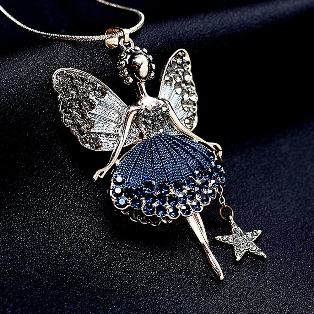 Кулон для девочек цепочка Ангел крылья фея длинное ожерелье маленькая принцесса